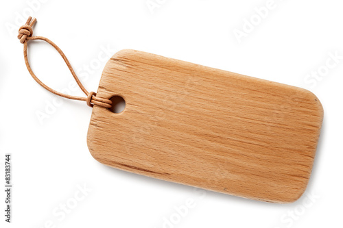 wooden tag with thin leather cord