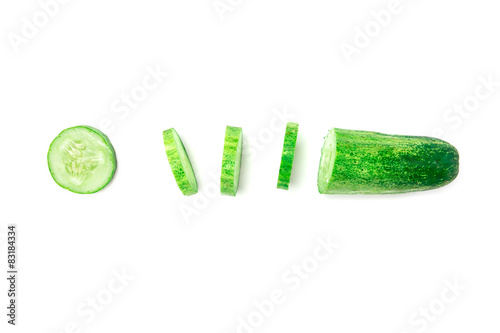 Sliced Cucumber on white background
