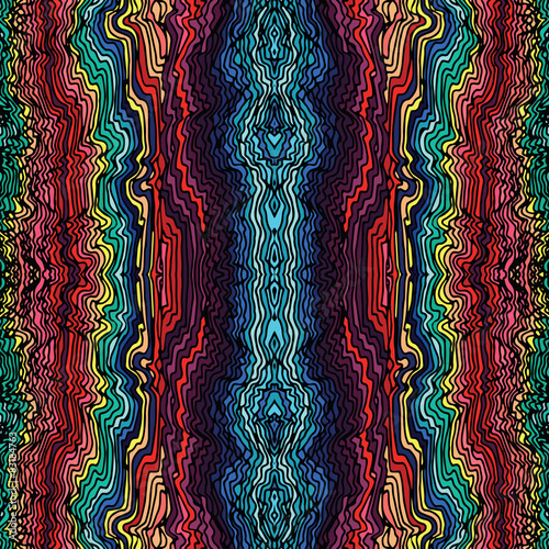 Colorful seamless waves hand-drawn pattern