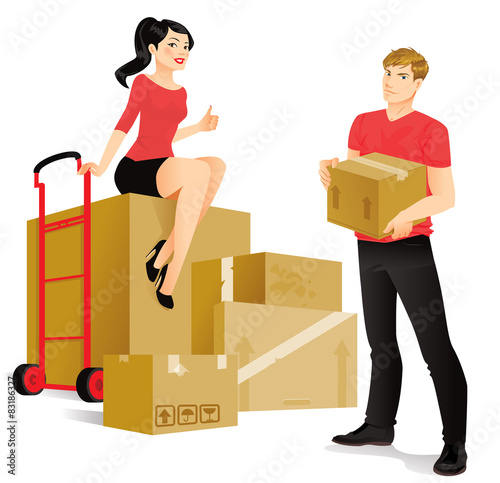 Young couple is ready to move in a new place
