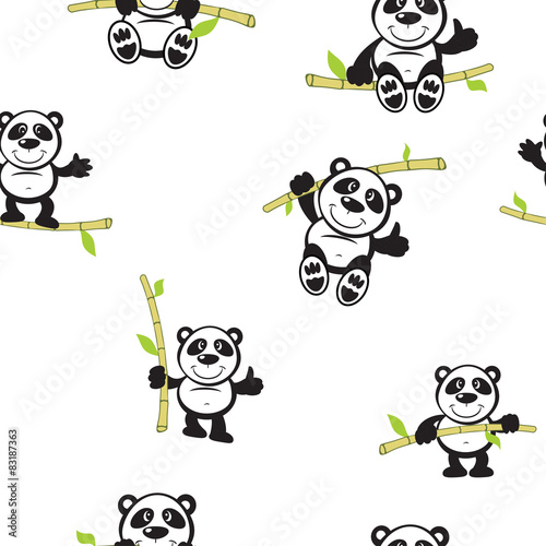Panda with bamboo seamless pattern