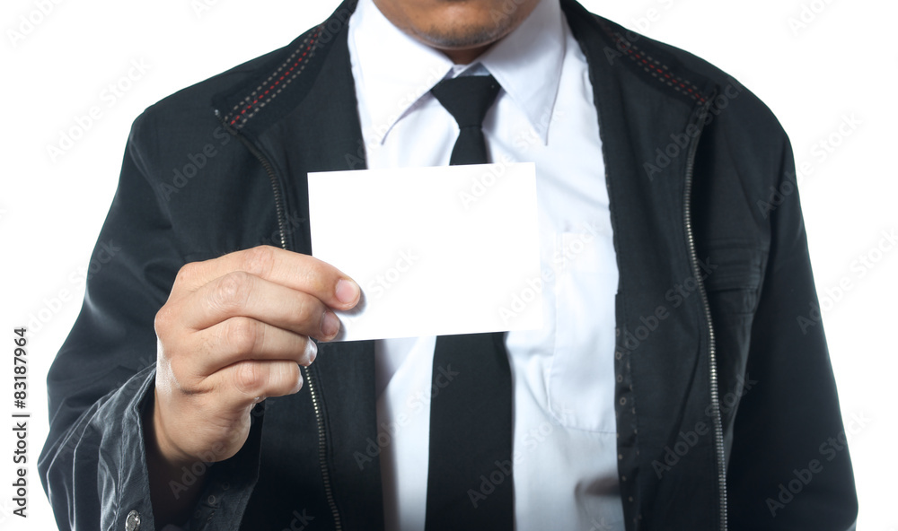 business man showing blank card