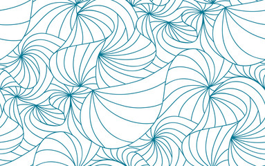 Wandcirkels Bloemenprints patronen Golvend plantenpatroon in lijnkunst  © romir2013
