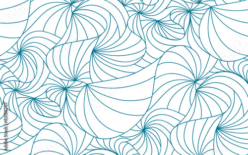 vector seamless wave background of plants drawn lines