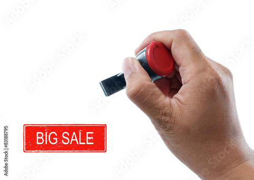 hand hold bigsale rubber stamp photo