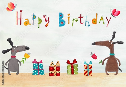 Canvas Print Birthday greeting card