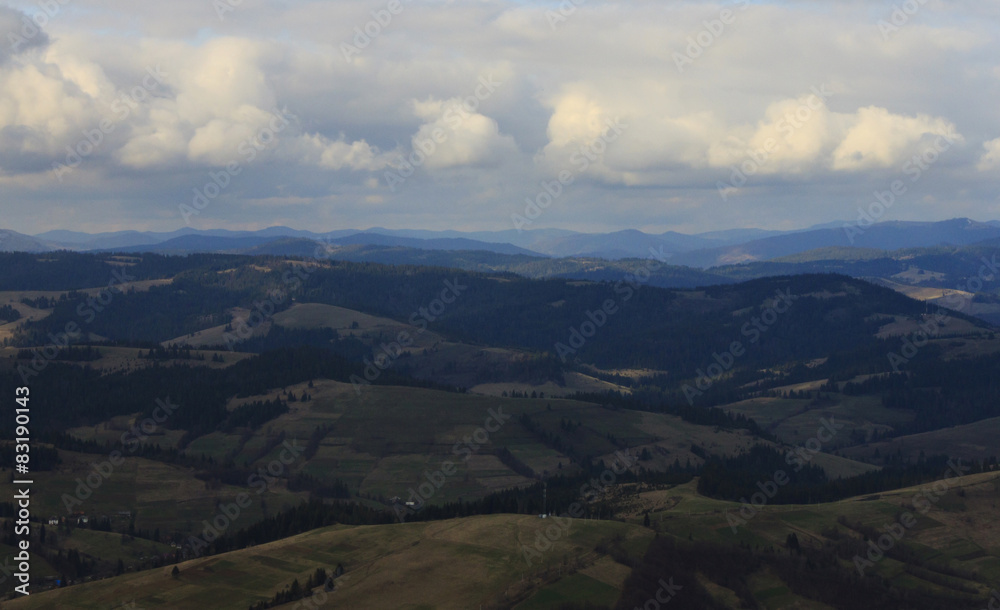 aerial view on Carpathian mountains