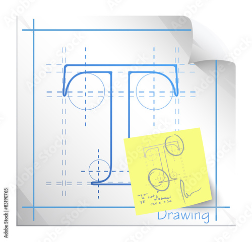 Technical Drawing Fonts with Revision Note - Illustration