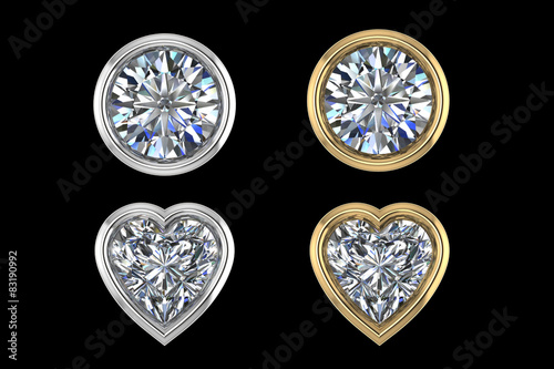 Diamonds shape top view bezels setting gems on black