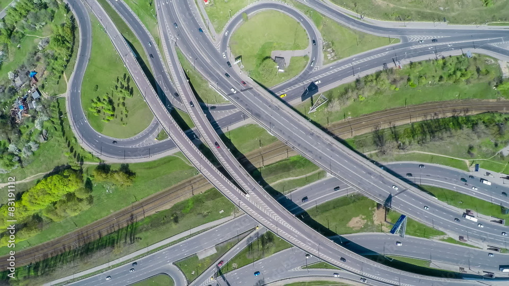 Aerial view of a freeway intersection Aerial view of a freeway intersection