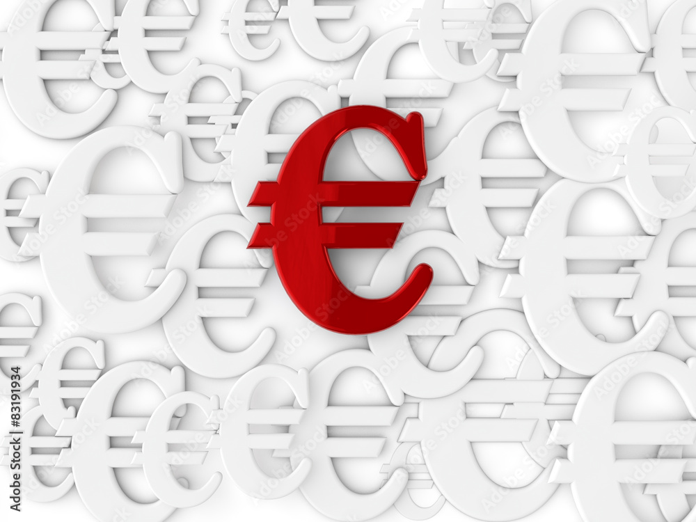 Obraz premium Euro Sign - 3D Text over white background