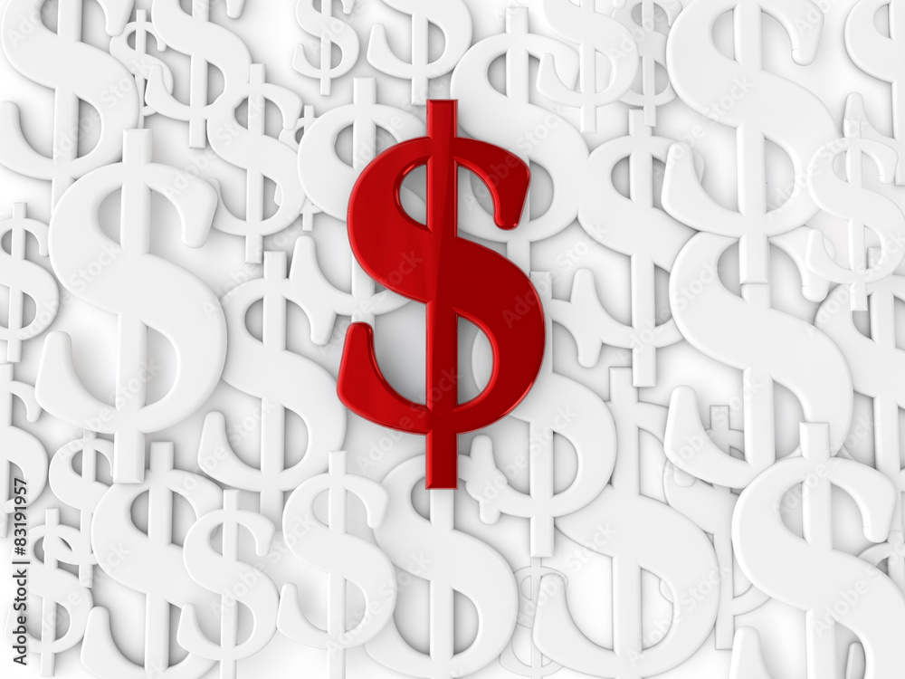 Dollar Sign - 3D text over white background Dollar Sign - 3D text over white background