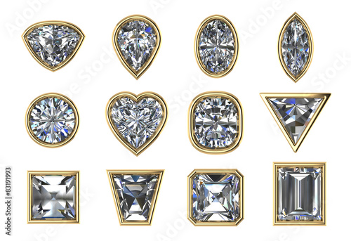Gold Bezels set on white