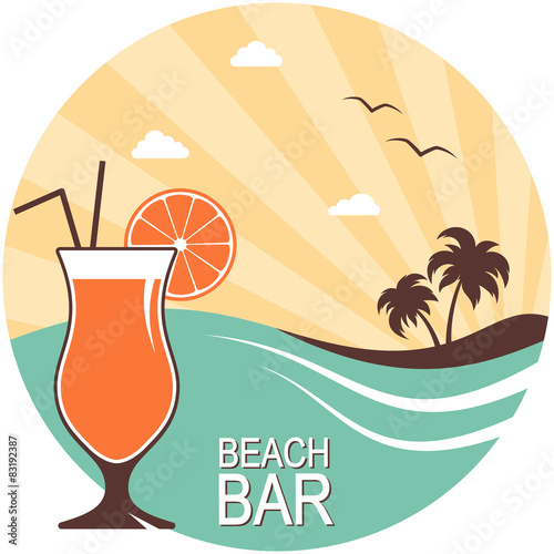 Retro style poster for beach bar or summer cocktail party design
