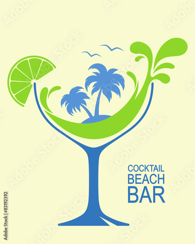 Cocktail for beach bar or summer cocktail party design