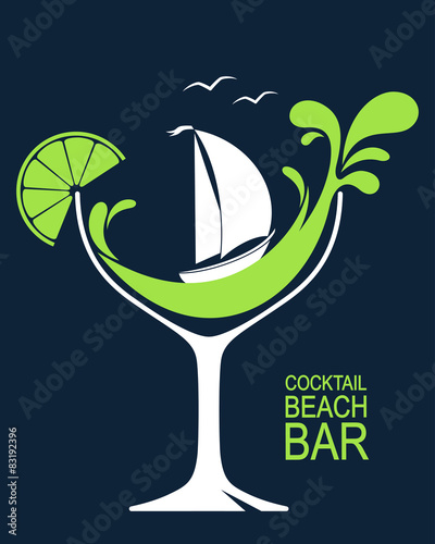 Cocktail for beach bar or summer cocktail party design