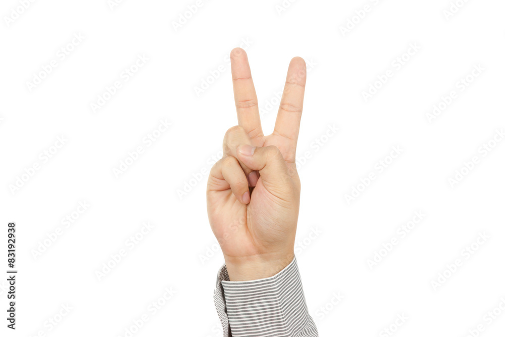 Business man's hand show two fingers Business man's hand show two fingers