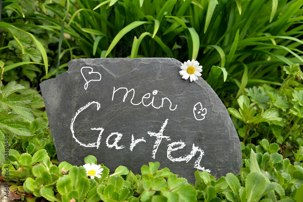 Schiefertafel mein Garten Stock Photo Adobe Stock