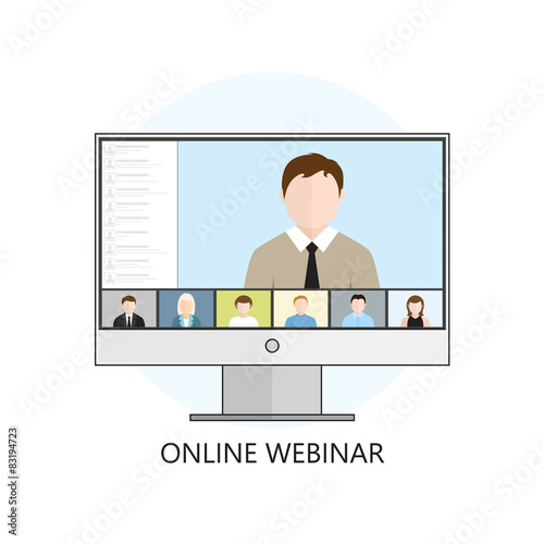 Flat design illustration concept for webinar, online learning