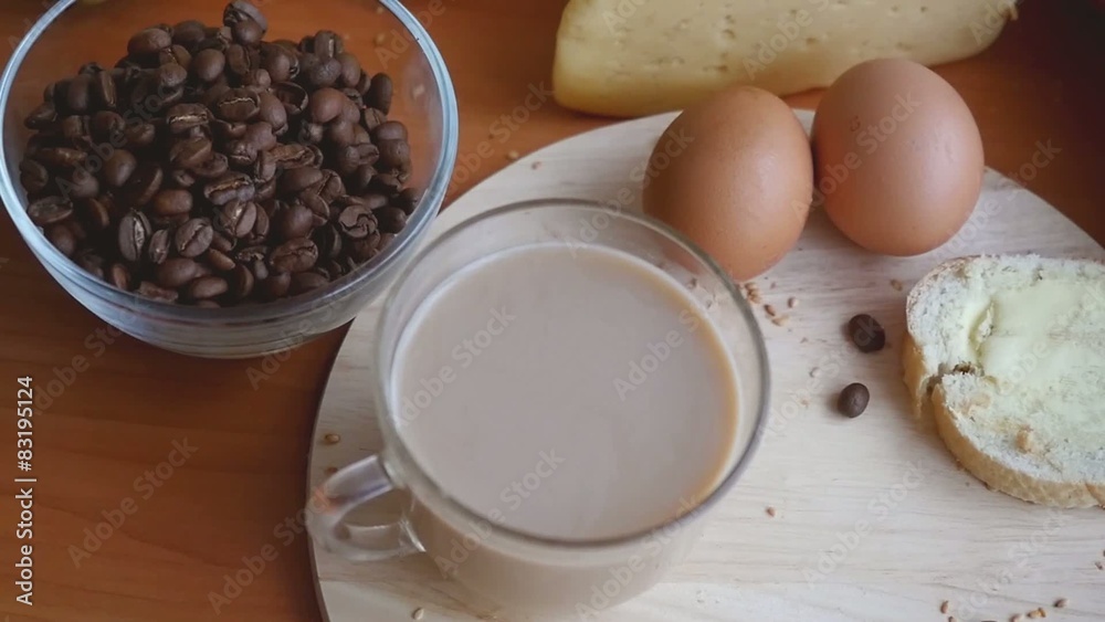 Top view of the slow motion video Of Healthy breakfast on The Top view of the slow motion video Of Healthy breakfast on The