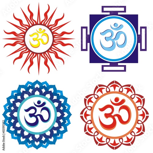 Om symbols.Vector indian spiritual sign ohm