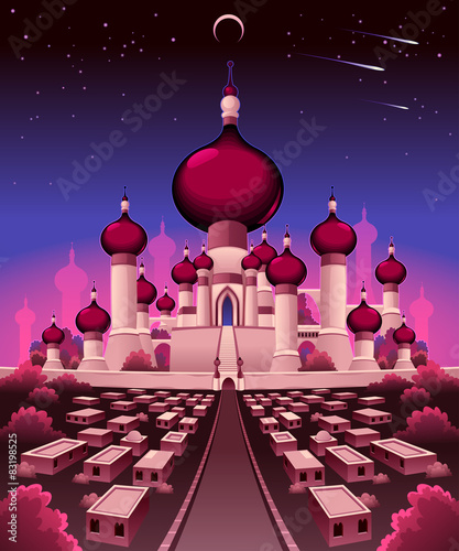 Arabian castle in the night