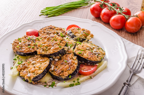 Fried zucchini bread wrapped in herb crust