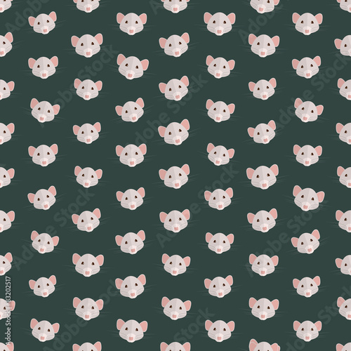 Seamless colorful background made of  heads of mouse in flat des