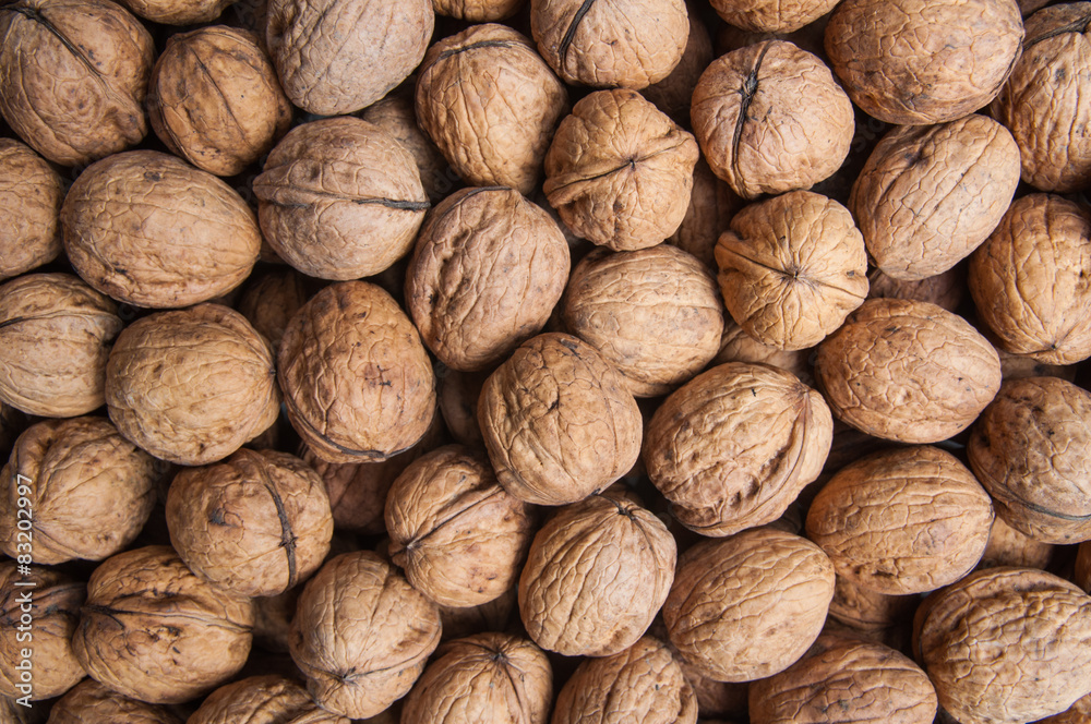 Pile of dried walnuts Pile of dried walnuts