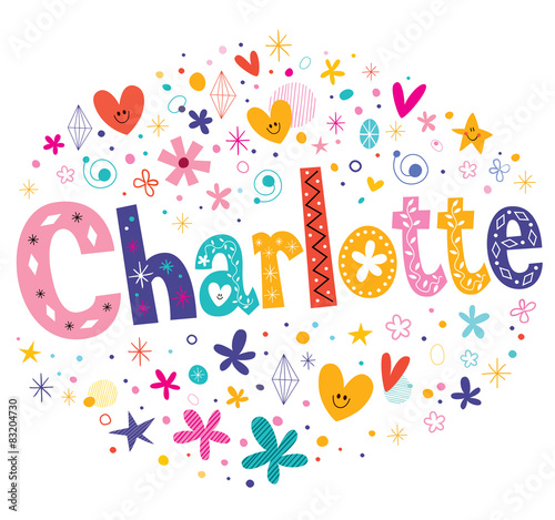 Charlotte girls name decorative lettering type design
