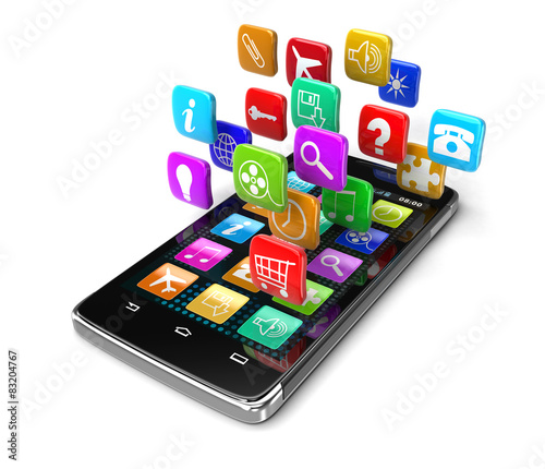 Touchscreen smartphone with pictograms (clipping path included)