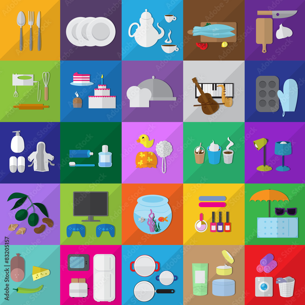 Flat Icons Set: Vector Illustration, Graphic Design. Collection Of Colorful Icons. For Web, Websites, Print, Presentation Templates, Mobile Applications And Promotional Materials Flat Icons Set: Vector Illustration, Graphic Design. Collection Of Colorful Icons. For Web, Websites, Print, Presentation Templates, Mobile Applications And Promotional Materials
