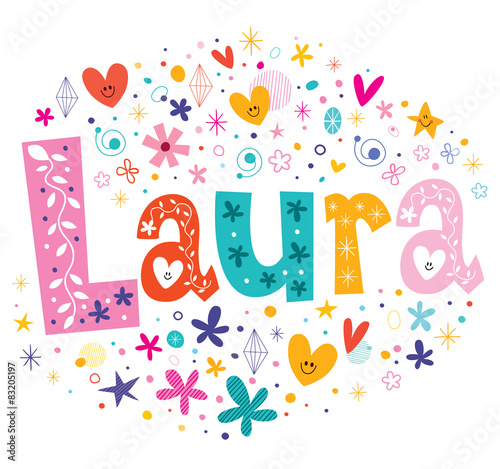 Laura girls name decorative lettering type design