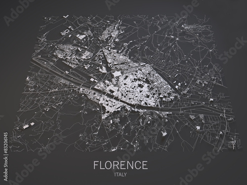 Cartina di Firenze, Italia, vista satellitare, mappa in 3d photo