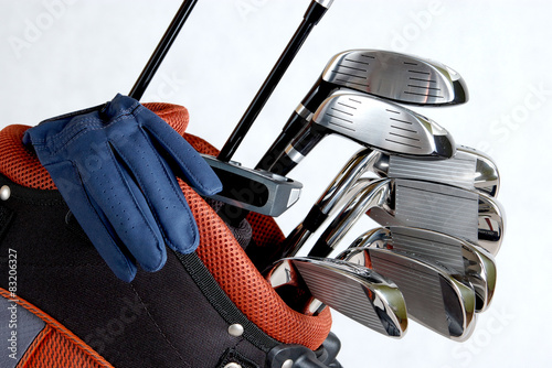 golf club and ball isolated on white photo