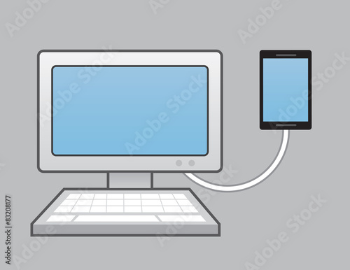 Phone with connected to computer 
