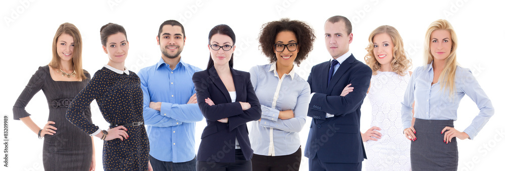 team work concept - large set of business people portraits  isol