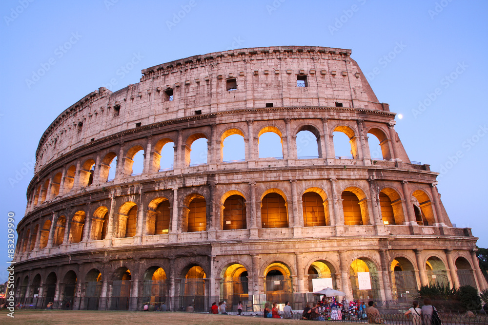 Great Colosseum at dusk, Rome, Italy
