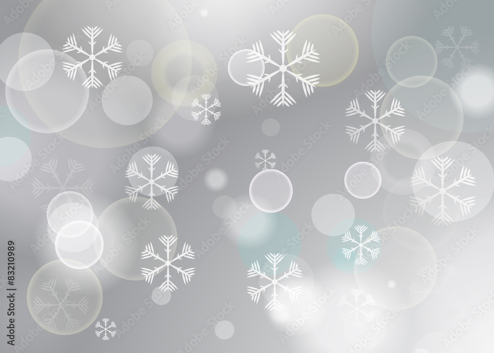 Abstract Christmas bokeh background with snowflakes