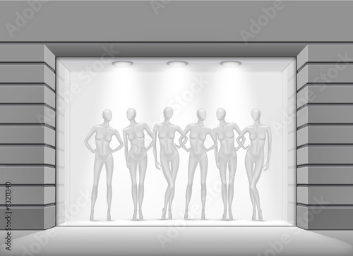 Clothing Shop Boutique Store Front with Mannequins