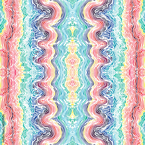 Colorful seamless waves hand-drawn pattern
