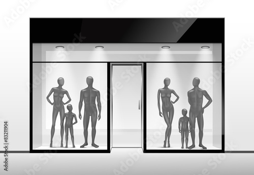 Clothing Shop Boutique Store Front with Mannequins