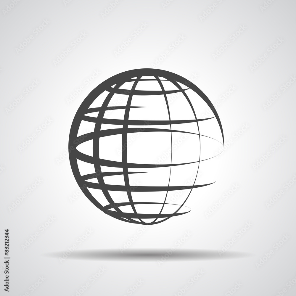 globe planet icon on a grey background globe planet icon on a grey background