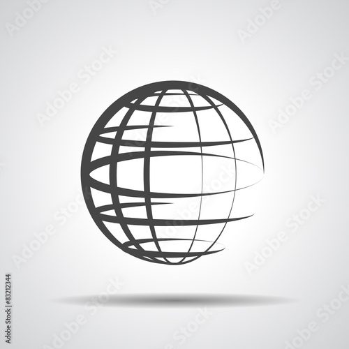 globe planet icon on a grey background