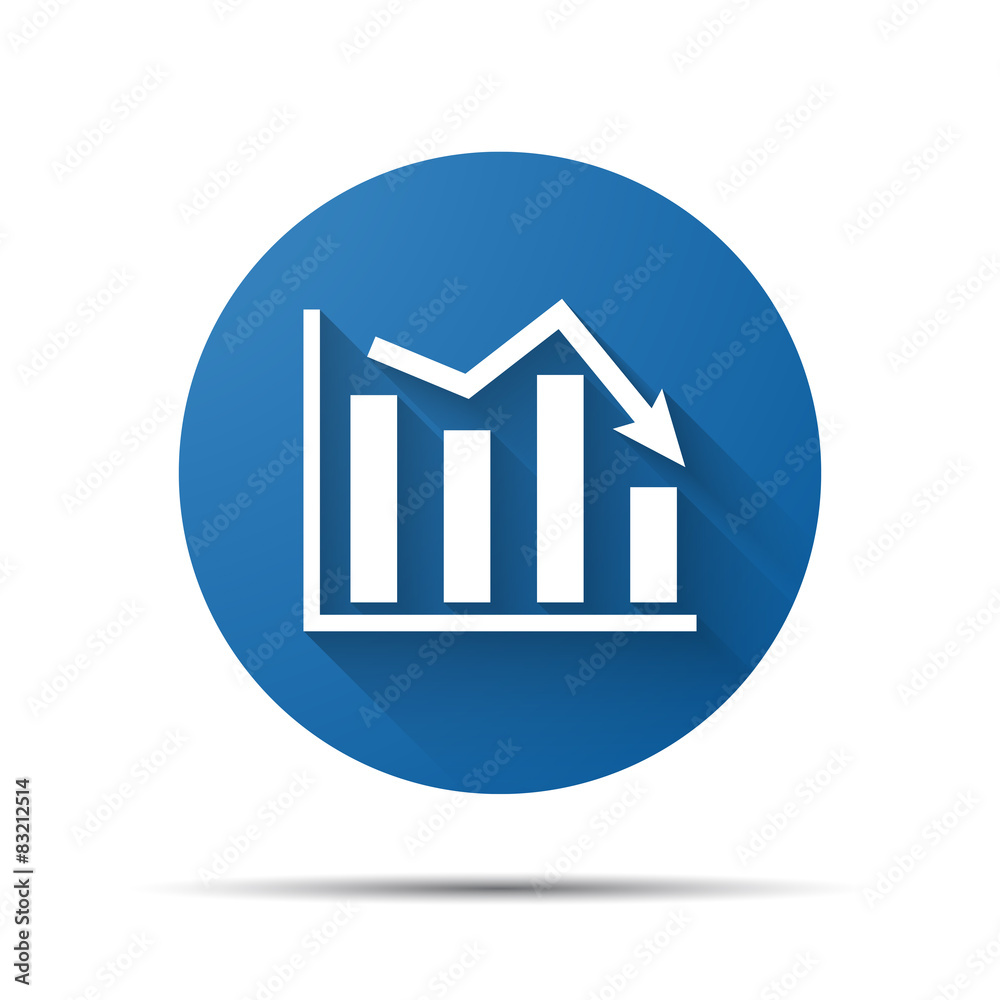 blue flat icon of graph going down blue flat icon of graph going down