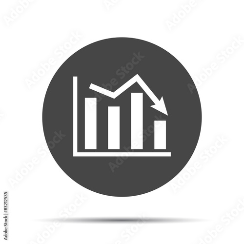 flat icon of graph going down