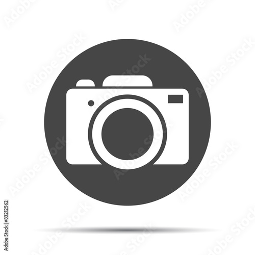 flat photo camera icon - vector illustration