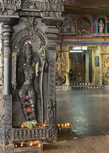 PIllar of Rama with inner sanctum entrance in background. photo