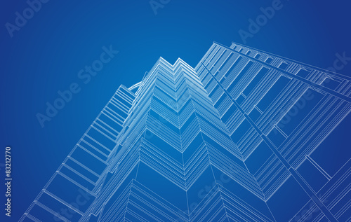 perspective view of modern building in vector