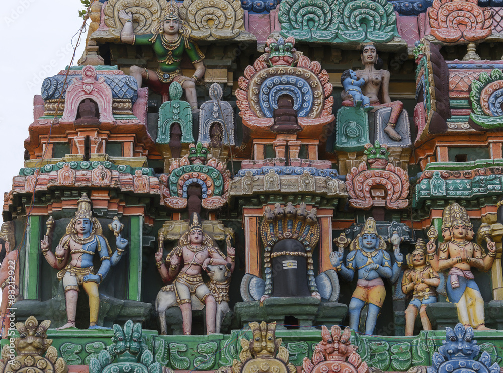 Four gods and one Shivalingam.